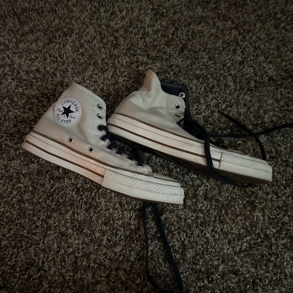 Converse High-Top Sneakers in Cream and Black
